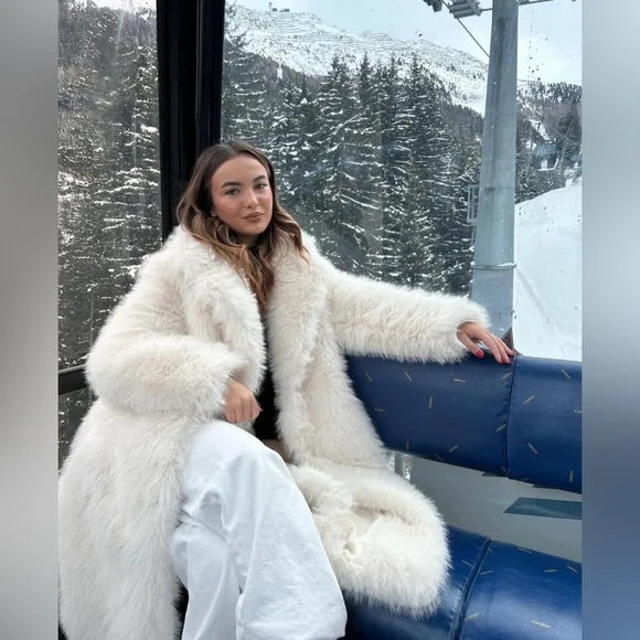 White Faux Fur Winter Coat