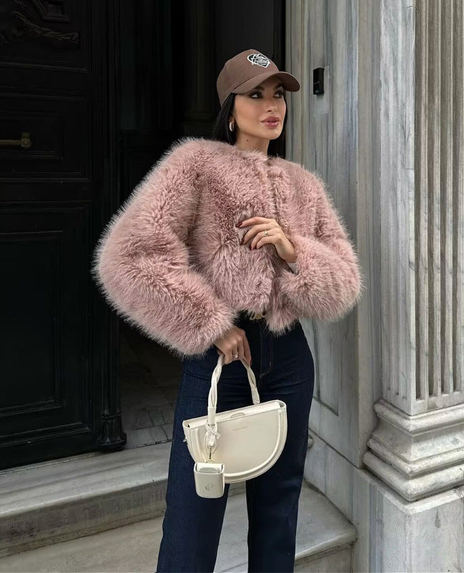 Chic Faux Fur Cropped Jacket