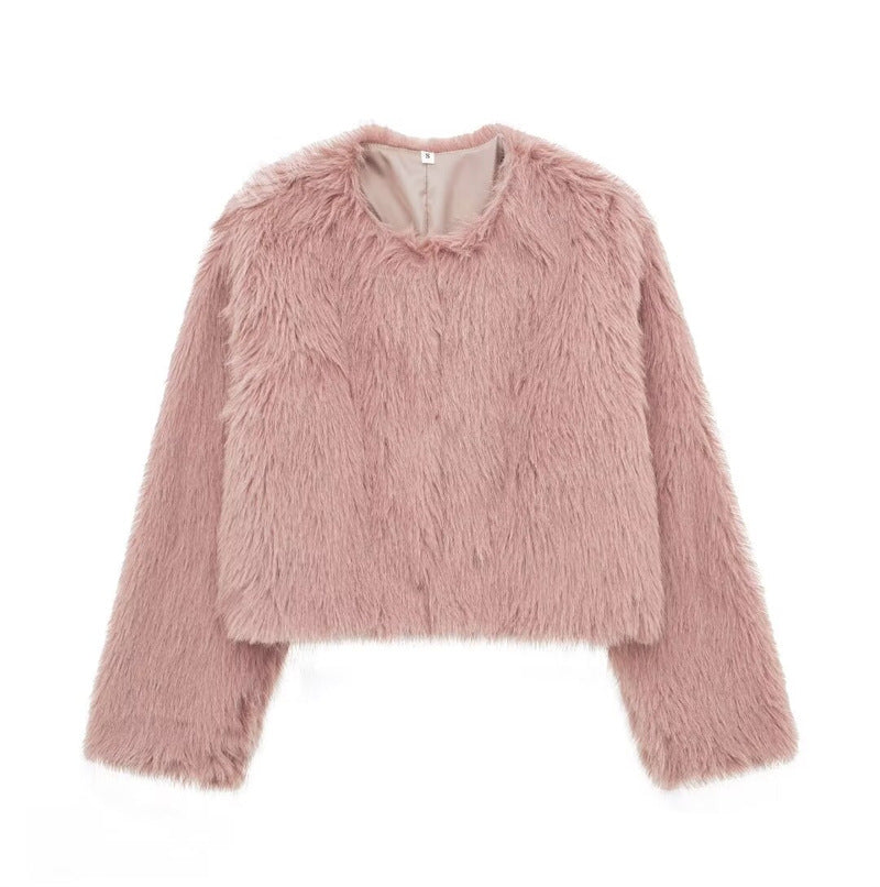 Chic Faux Fur Cropped Jacket