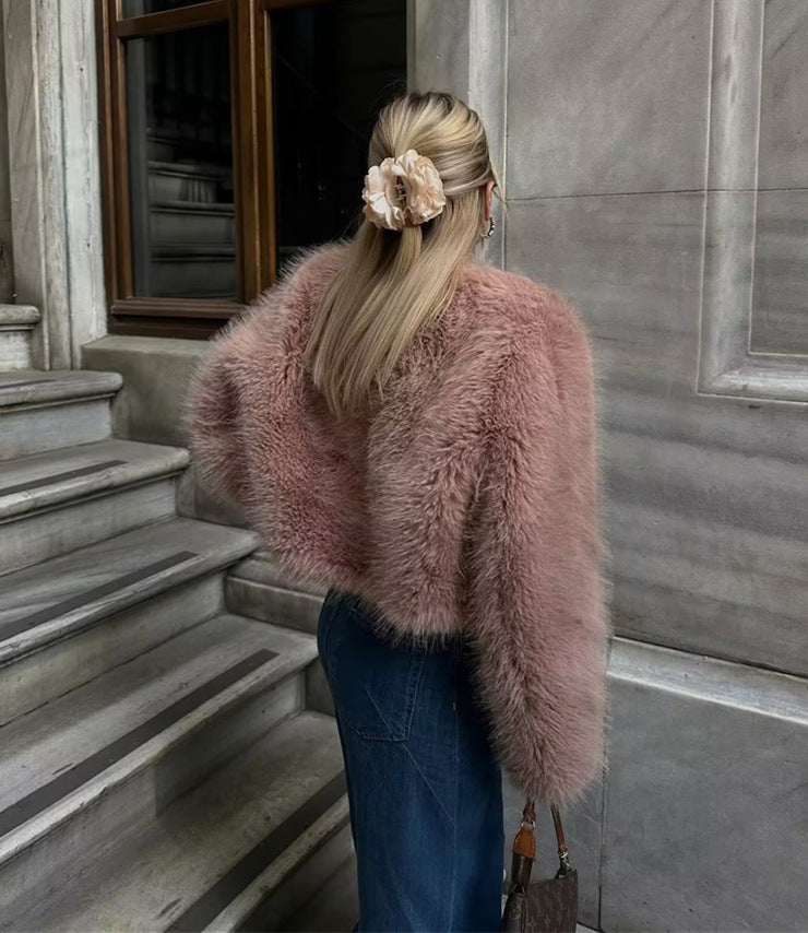 Chic Faux Fur Cropped Jacket
