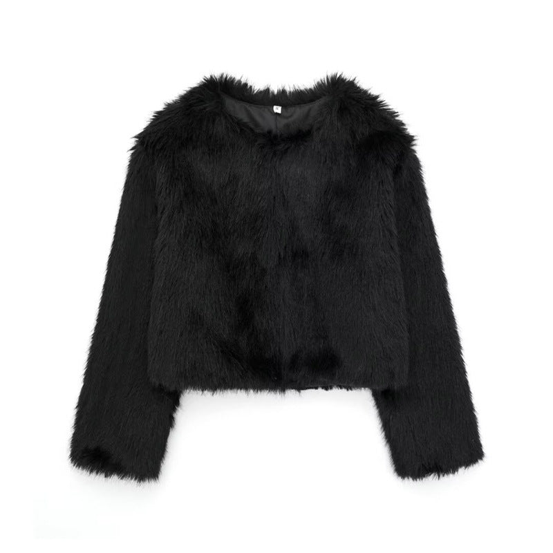 Chic Faux Fur Cropped Jacket