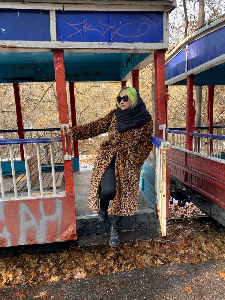 Leopard Print Faux Fur Coat