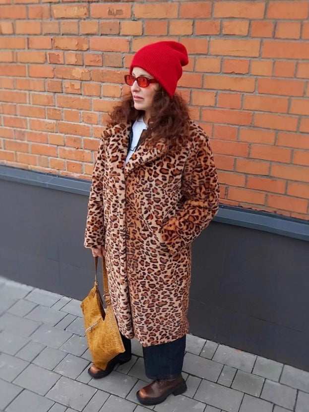 Leopard Print Faux Fur Coat