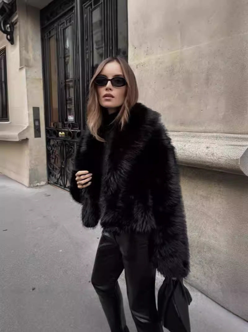 Elegant Black Fur Jacket