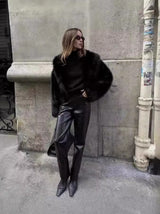 Elegant Black Fur Jacket