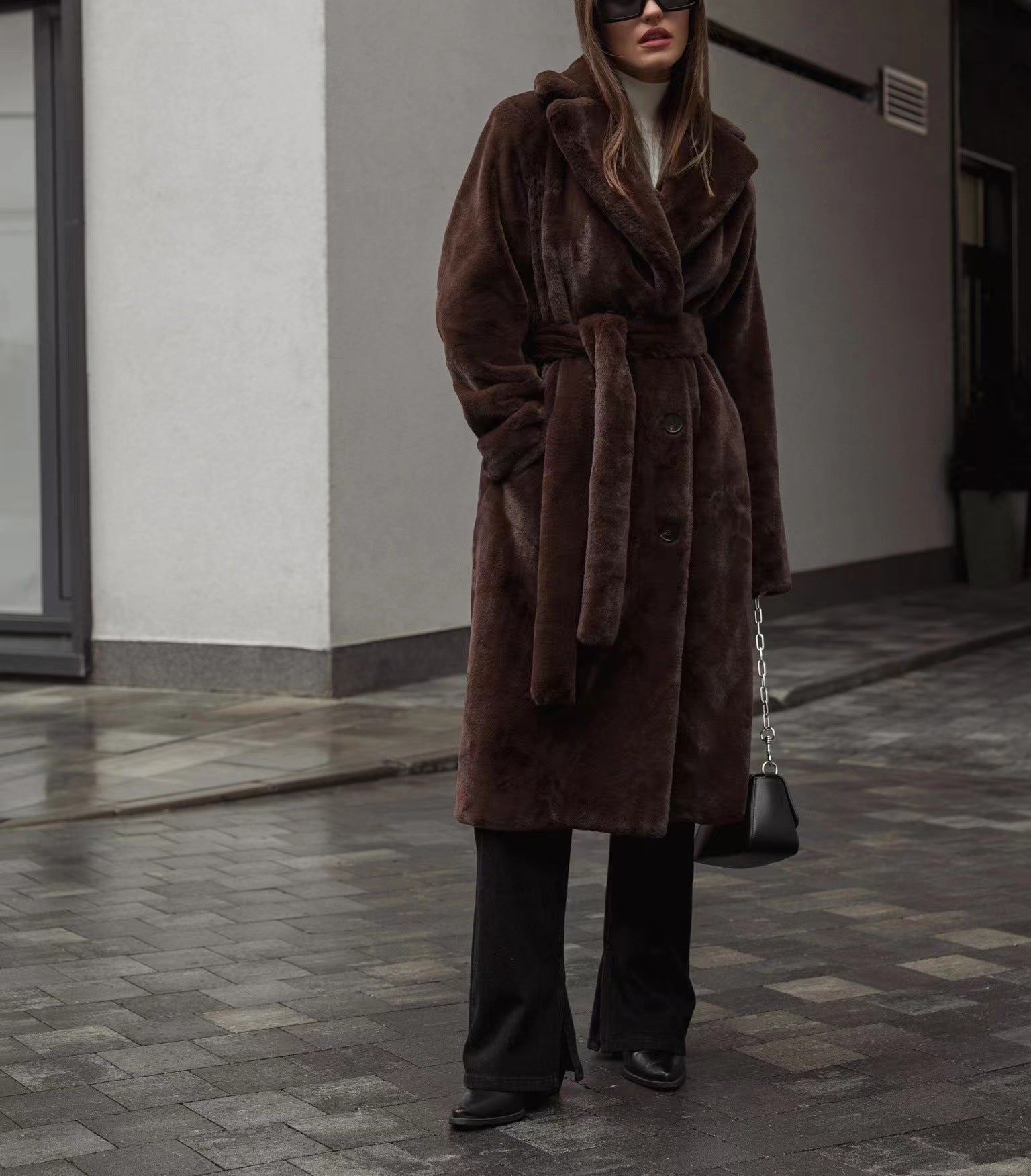 Elegant Belted Long Coat