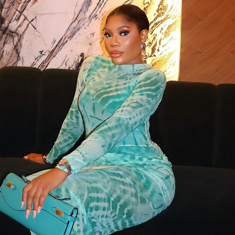 Tie-Dye Long Sleeve Maxi Dress