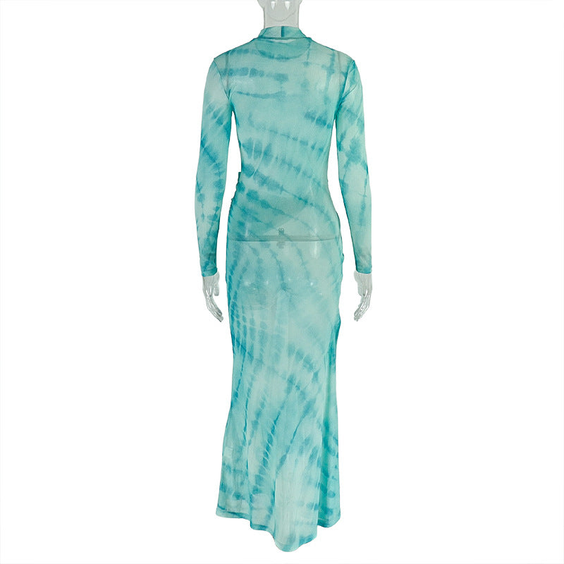 Tie-Dye Long Sleeve Maxi Dress