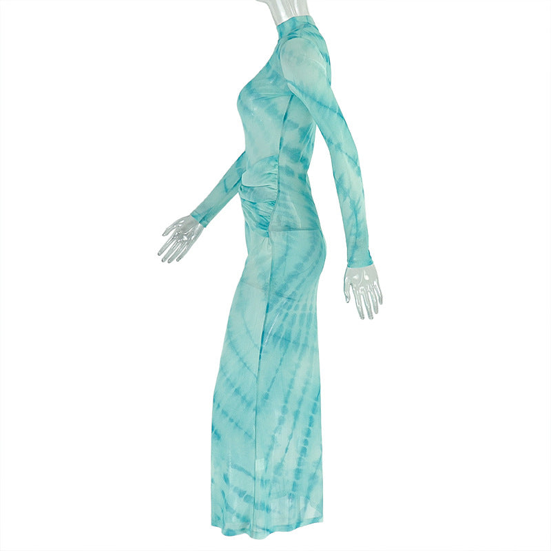 Tie-Dye Long Sleeve Maxi Dress