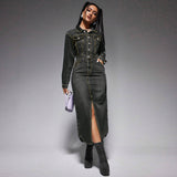 Stylish Denim Maxi Dress with Slit