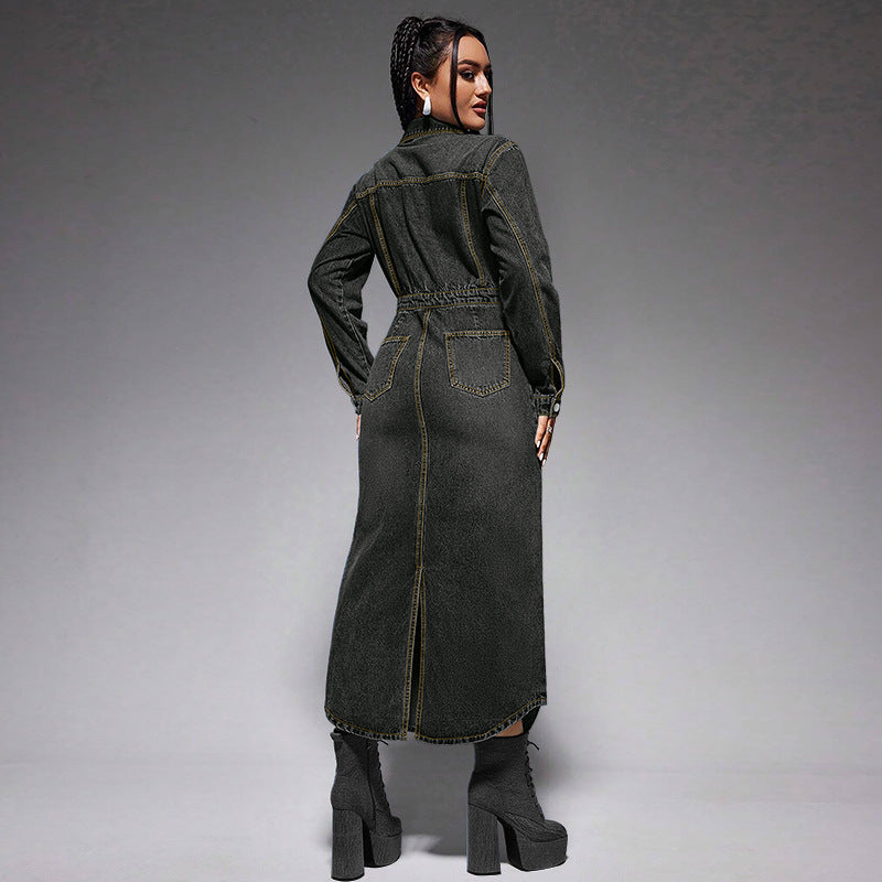 Stylish Denim Maxi Dress with Slit