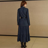 Denim Maxi Dress with Belted Waist