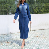 Long Denim Dress with Button Details