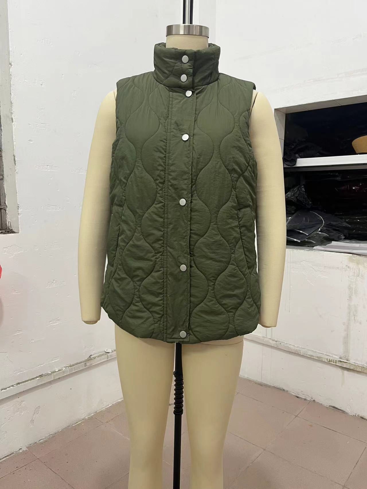 Quilted Puffer Vest with Stand Collar