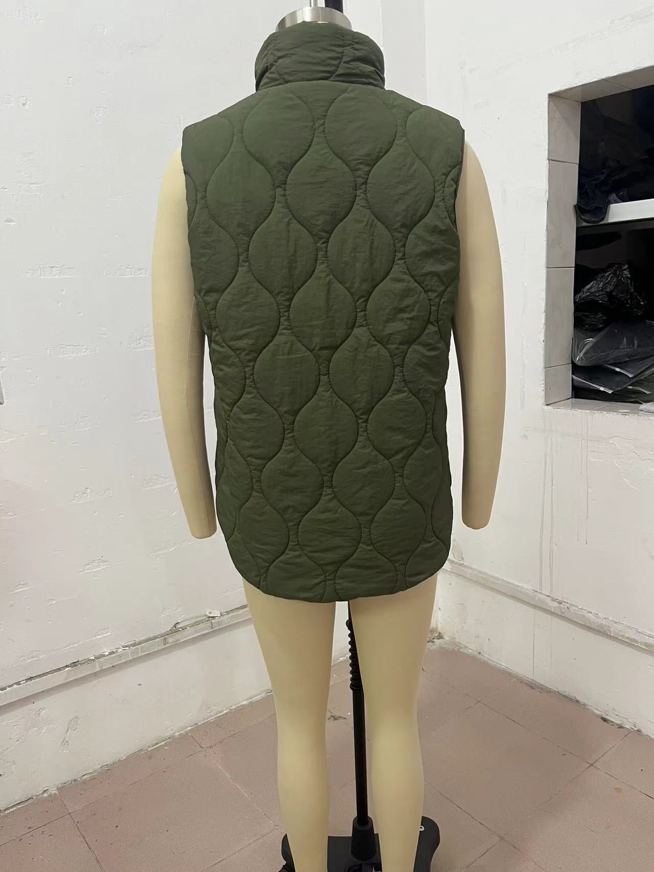 Quilted Puffer Vest with Stand Collar