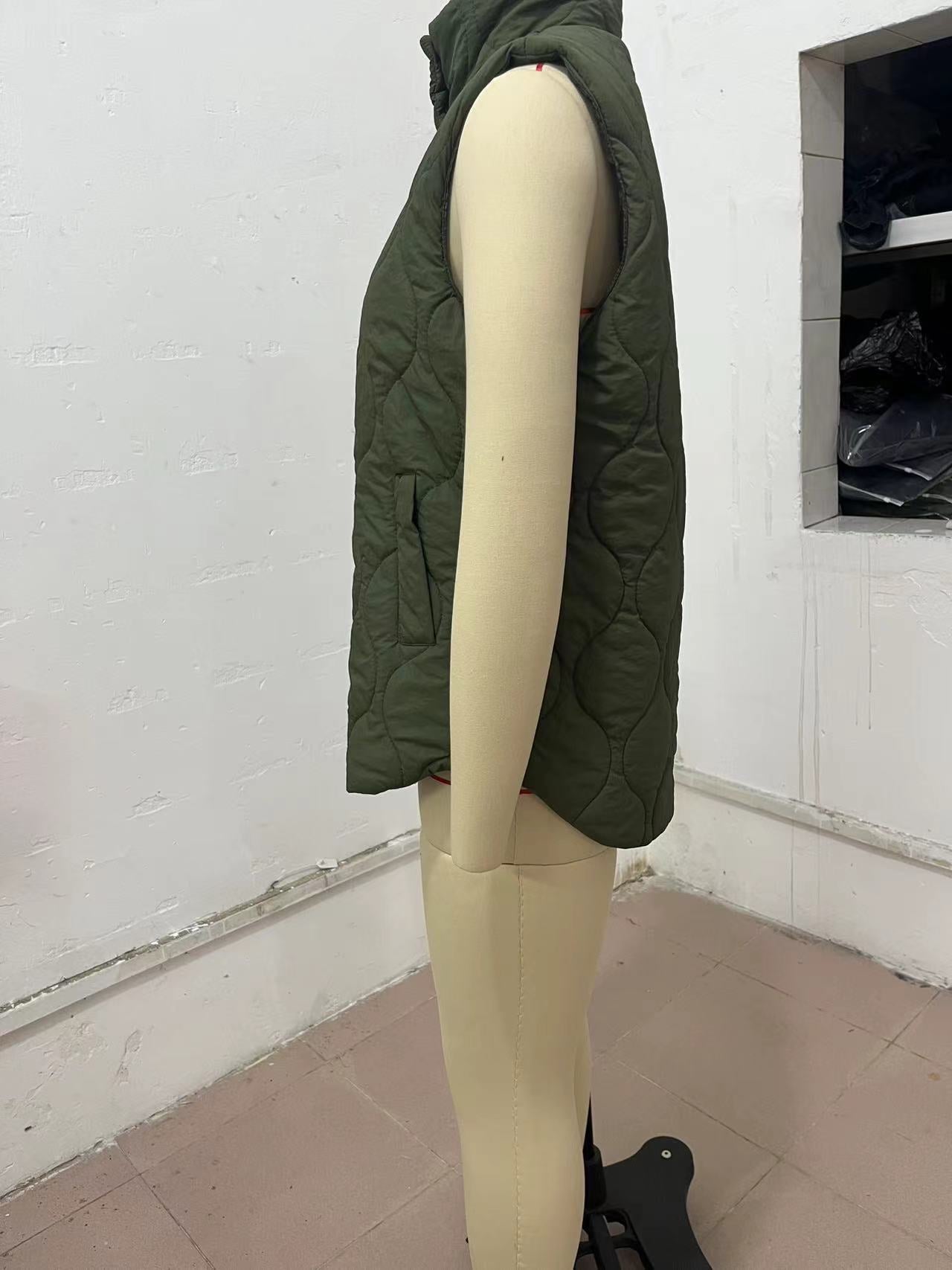 Quilted Puffer Vest with Stand Collar