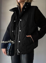 Quilted Puffer Vest with Stand Collar
