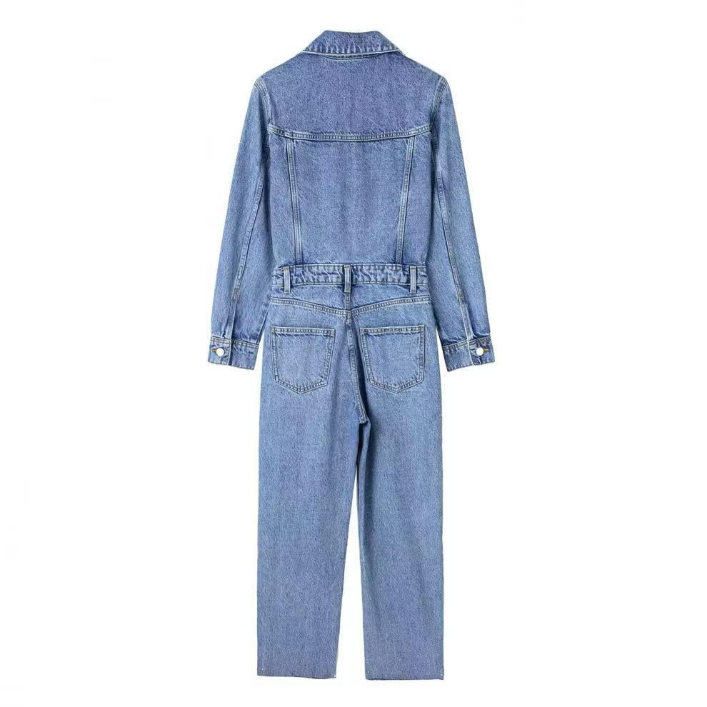 Classic Light Wash Denim Jumpsuit
