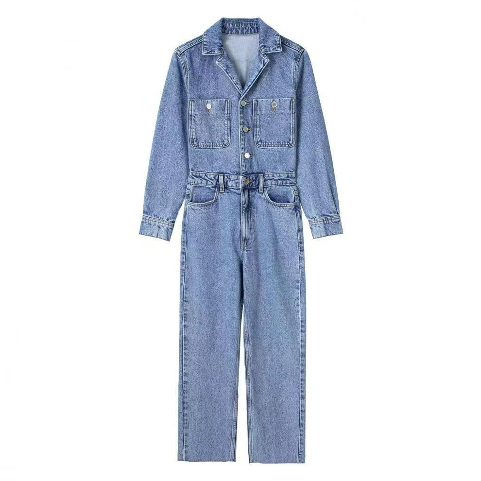 Classic Light Wash Denim Jumpsuit