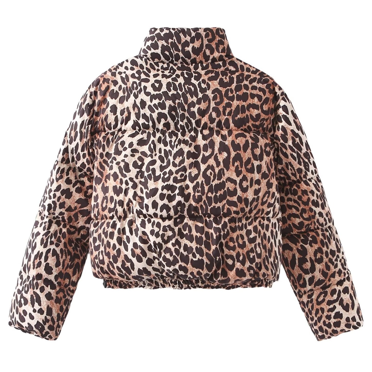 Animal Print Puffer Jacket with Zipper