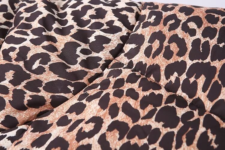Animal Print Puffer Jacket with Zipper