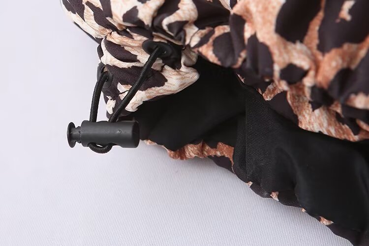 Animal Print Puffer Jacket with Zipper