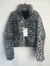 Animal Print Puffer Jacket with Zipper