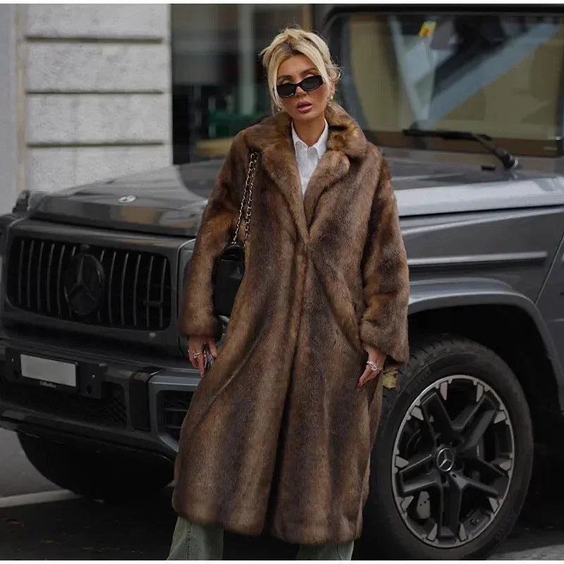 Luxurious Long Faux Fur Coat