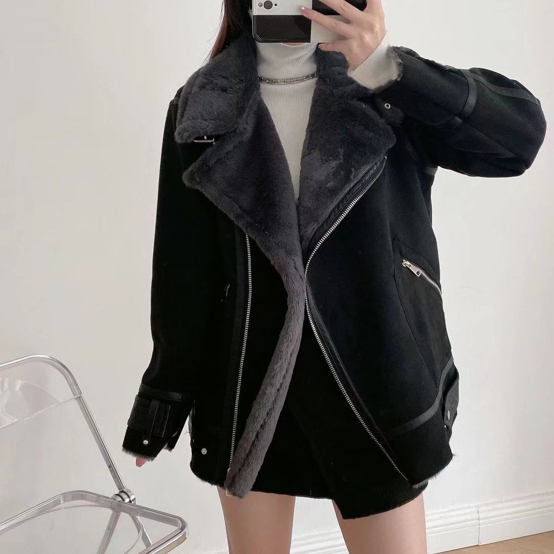 Trendy Faux Fur-Lined Bomber Jacket