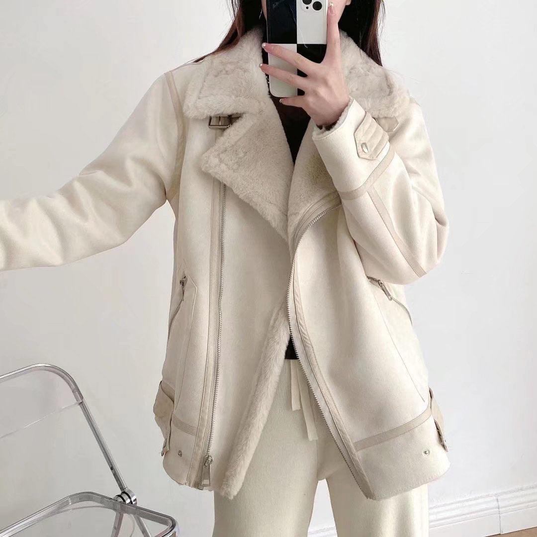 Trendy Faux Fur-Lined Bomber Jacket