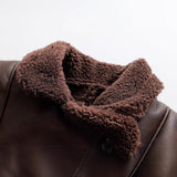 Classic Faux Leather Aviator Jacket