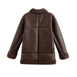 Classic Faux Leather Aviator Jacket