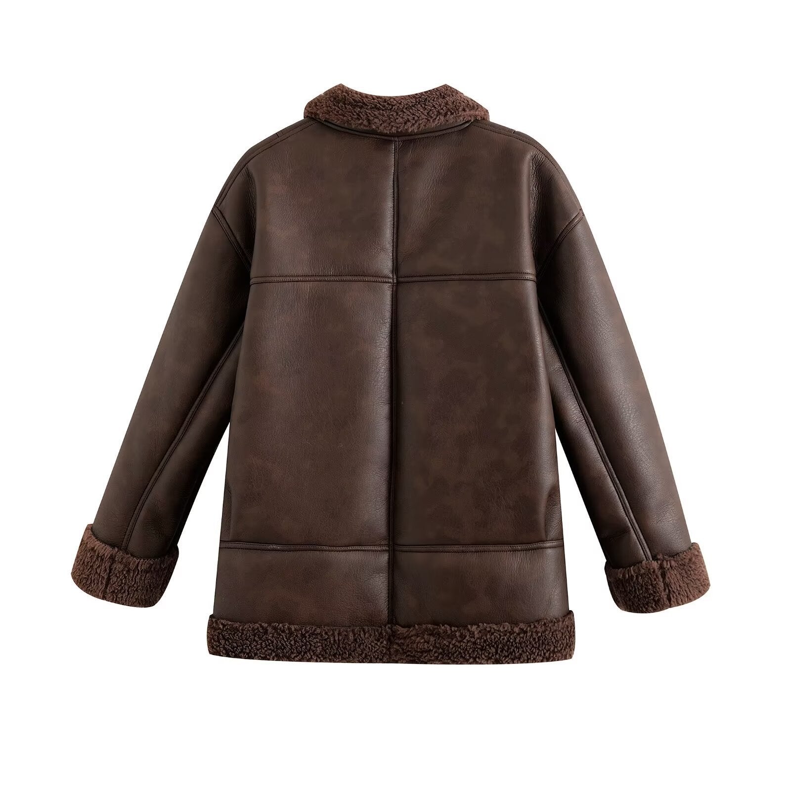 Classic Faux Leather Aviator Jacket