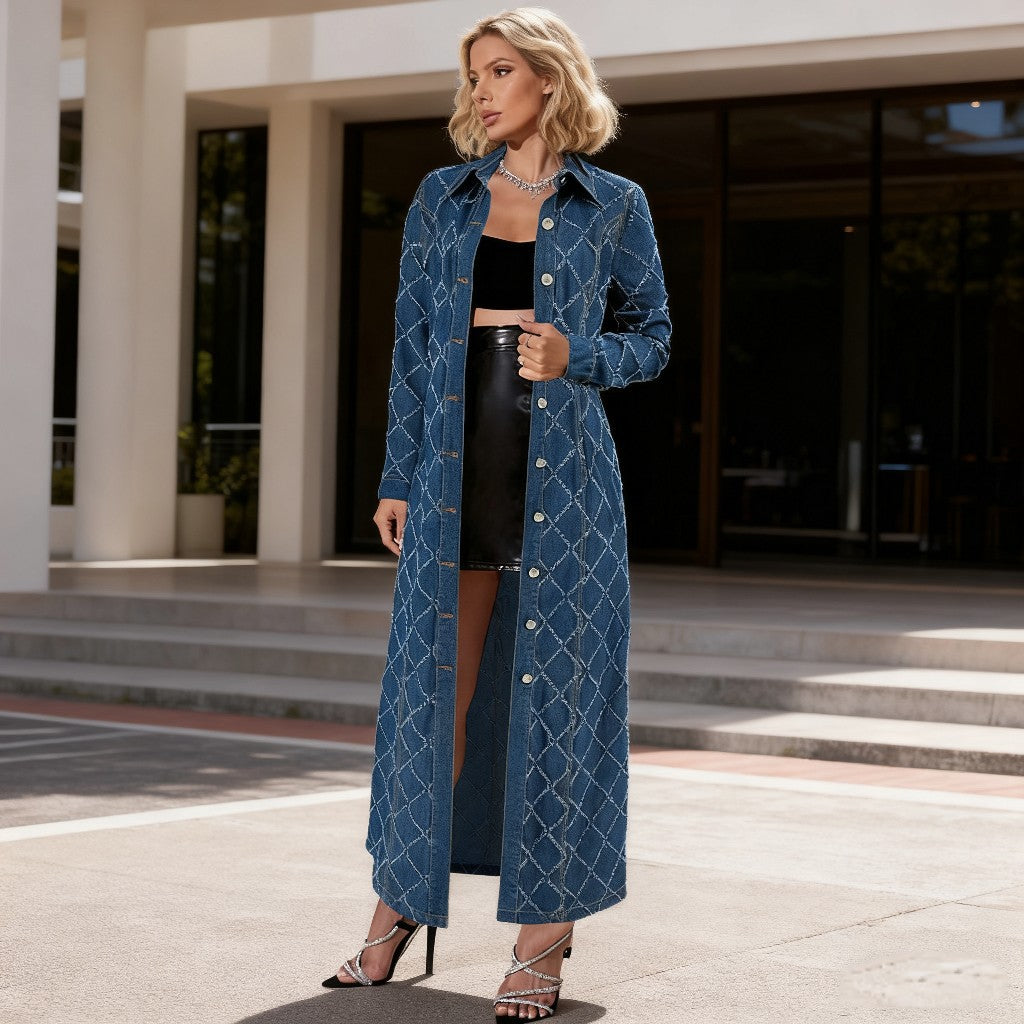 معطف جينز طويل أنيق