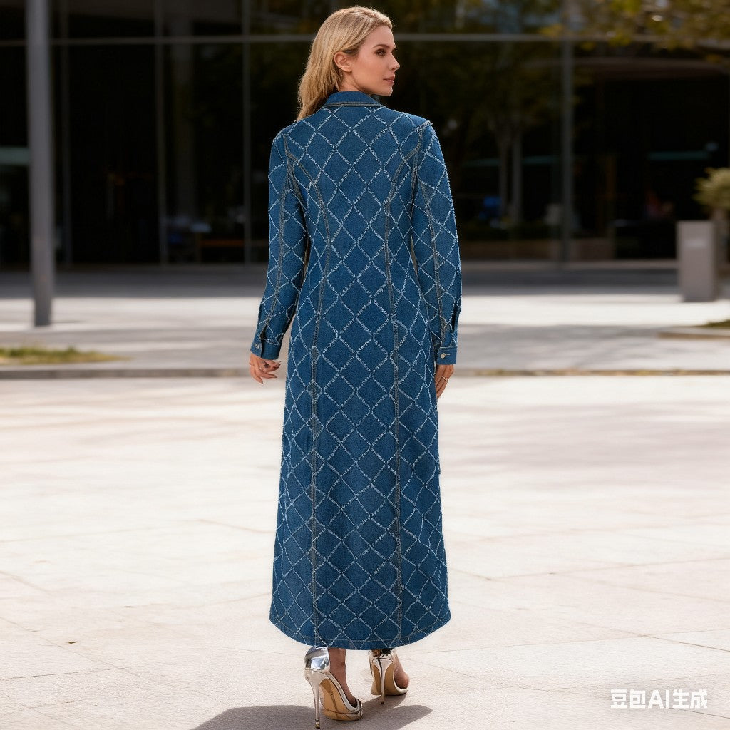 معطف جينز طويل أنيق