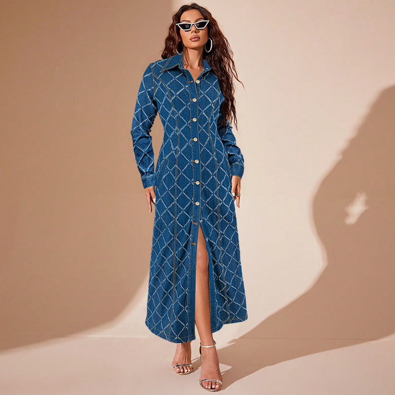 معطف جينز طويل أنيق