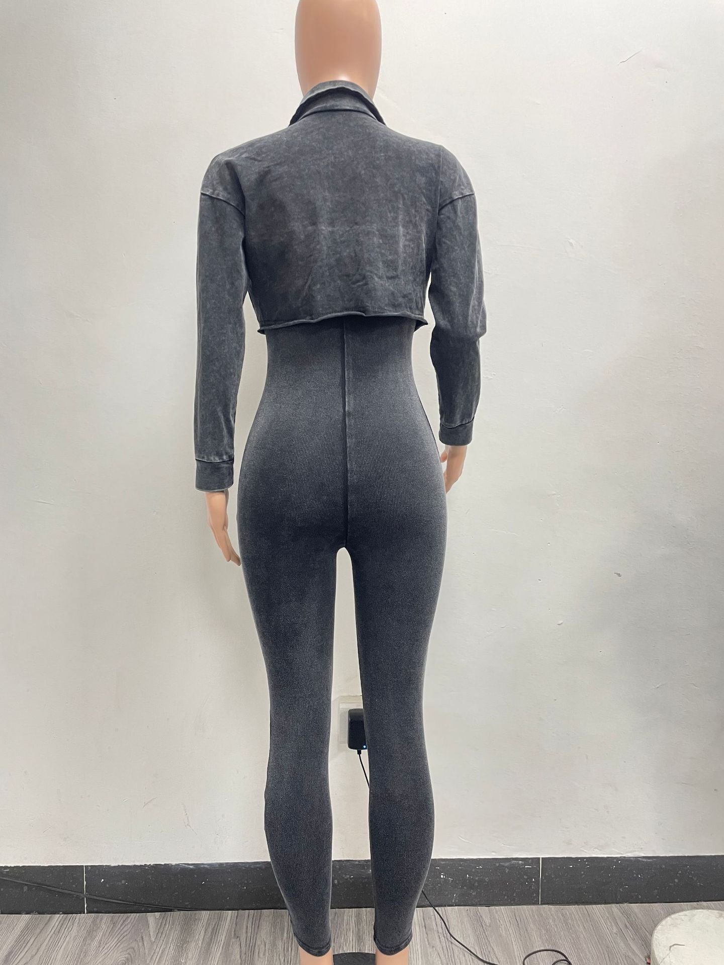 Ribbed Jumpsuit with Cropped Jacket