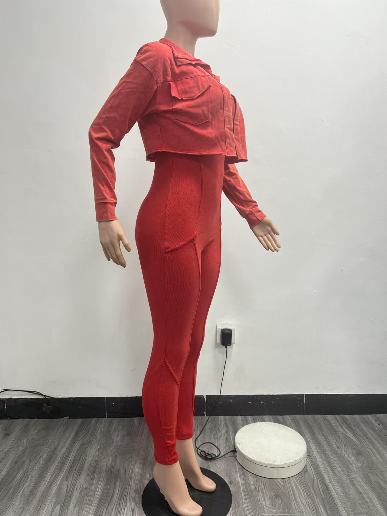 Ribbed Jumpsuit with Cropped Jacket