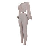 Glitter Cropped Top & Slim Pants Set