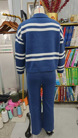 Striped Top and Wide-Leg Pants Set