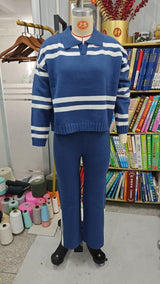 Striped Top and Wide-Leg Pants Set