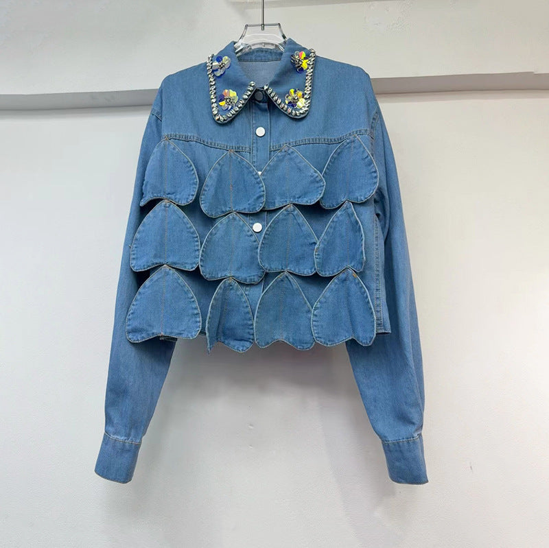 Embellished Jacket with Heart-Shaped Flap Details