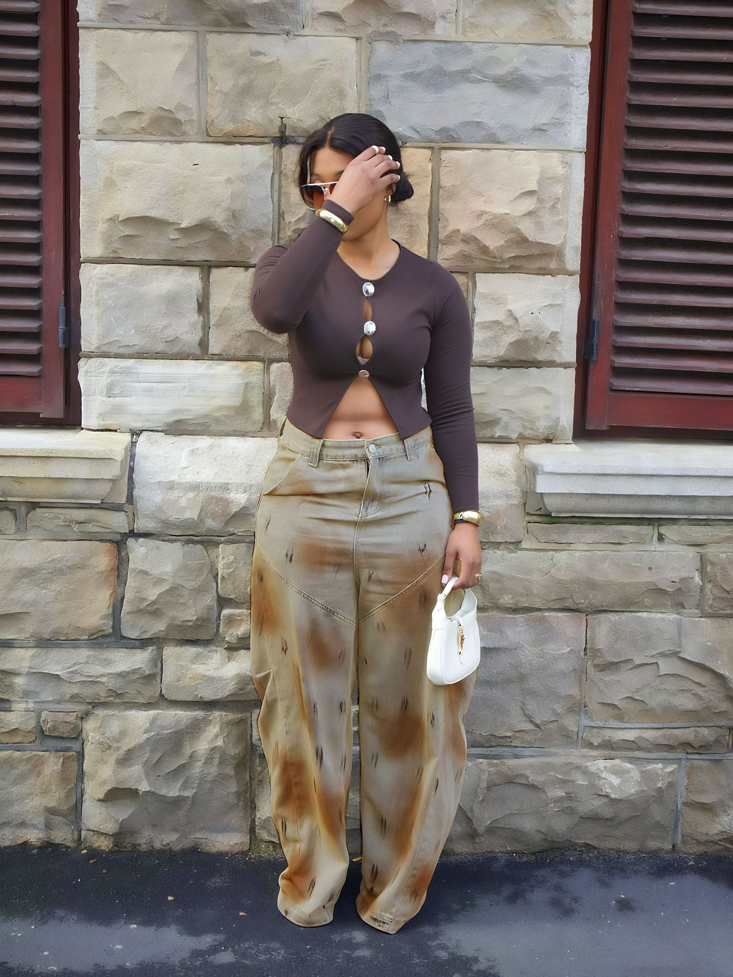 Stylish Wide-Leg Tie-Dye Pattern Pants