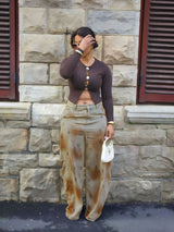 Stylish Wide-Leg Tie-Dye Pattern Pants