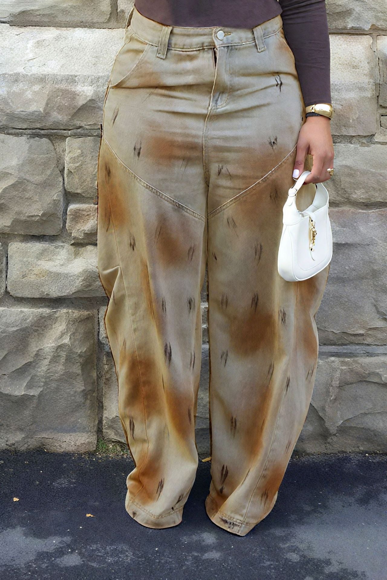 Stylish Wide-Leg Tie-Dye Pattern Pants