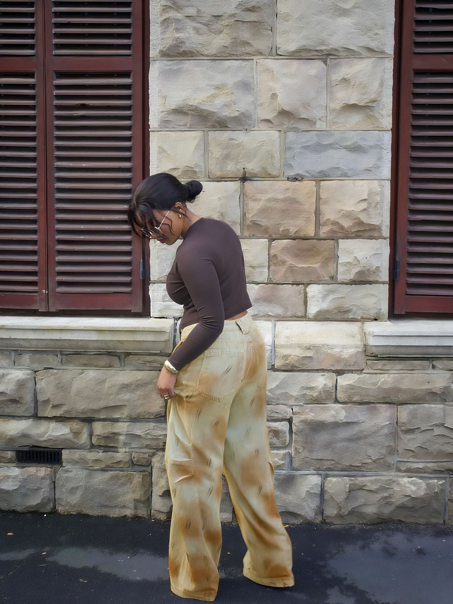 Stylish Wide-Leg Tie-Dye Pattern Pants