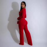 Long Sleeve Jumpsuit with Gold Button Details