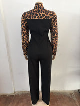 Leopard Print Elegant Jumpsuit with Ties