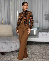 Leopard Print Elegant Jumpsuit with Ties