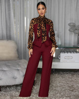 Leopard Print Elegant Jumpsuit with Ties